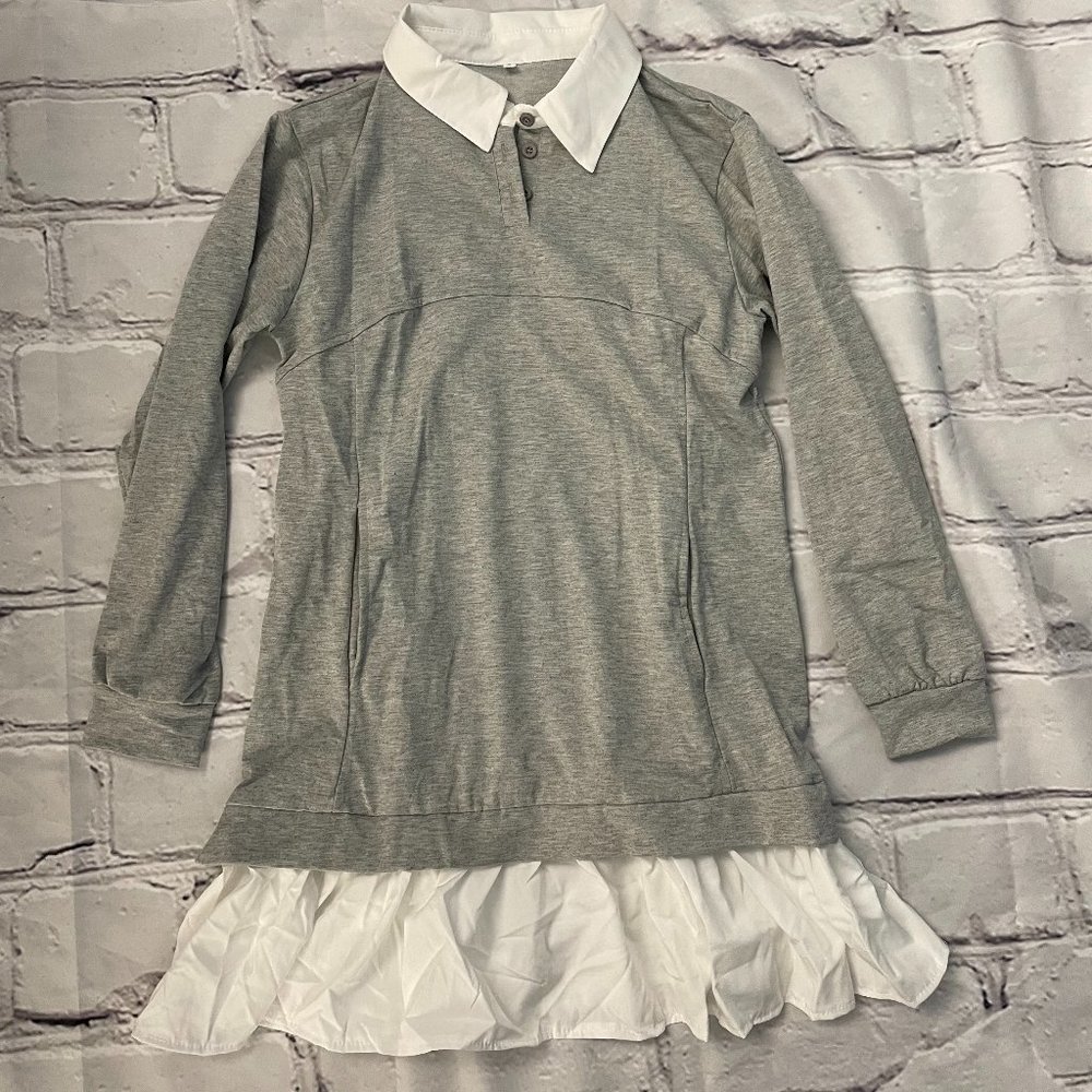 Gray One Piece Ruffle Tunic